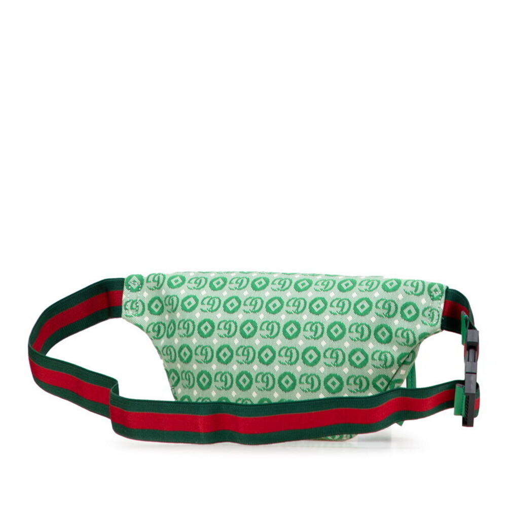 Gucci Green Body Star Leather Crossbody Waist Belt Logo Canvas GG Bag